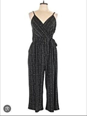 Kayleigh Sleeveless Black Striped Jumpsuit